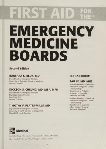 First Aid for the Emergency Medicine Boards 2/E cover