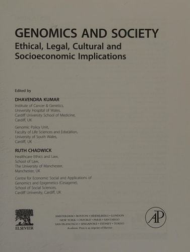 Genomics and Society: Ethical, Legal, Cultural and Socioeconomic Implications cover