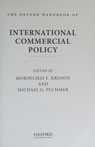 The Oxford Handbook of International Commercial Policy cover