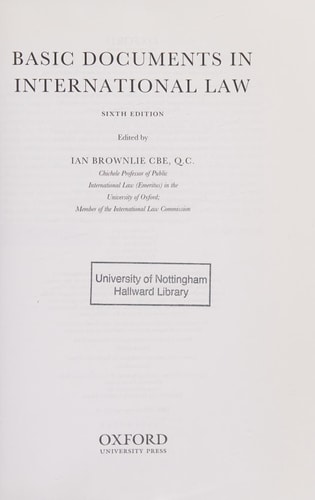 Basic Documents in International Law cover
