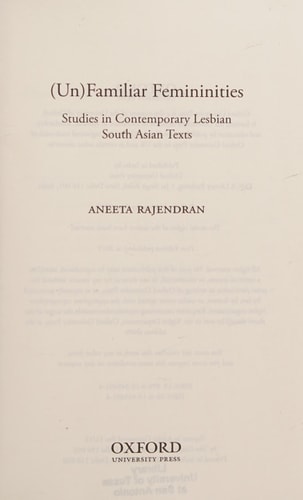 (Un)familiar Femininities Studies in Contemporary Lesbian South Asian Texts cover