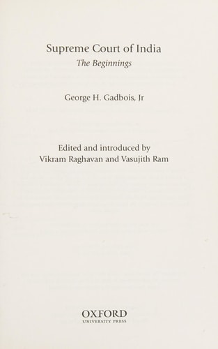 Supreme Court of India The Beginnings cover