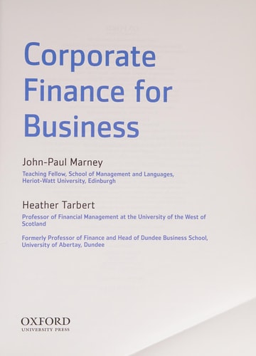 Corporate Finance for Business cover