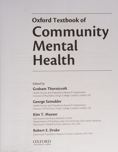 Oxford Textbook of Community Mental Health cover