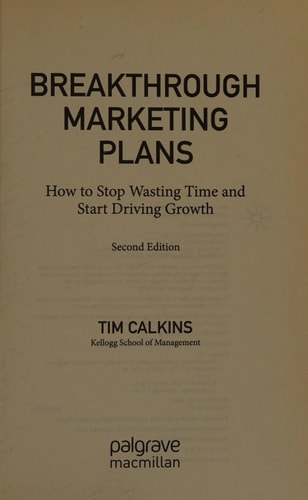 Breakthrough Marketing Plans How to Stop Wasting Time and Start Driving Growth cover