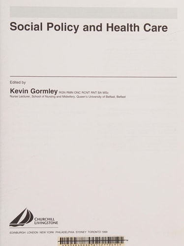 Social Policy and Health Care cover