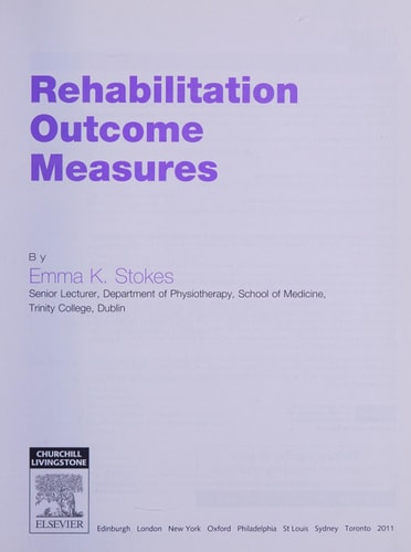 Rehabilitation Outcome Measures cover