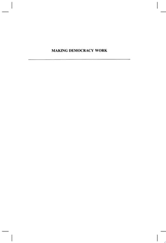 Making Democracy Work Civic Traditions in Modern Italy cover