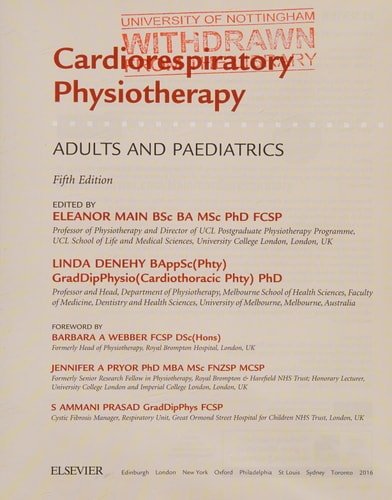 Cardiorespiratory Physiotherapy: Adults and Paediatrics: Formerly Physiotherapy for Respiratory and Cardiac Problems cover