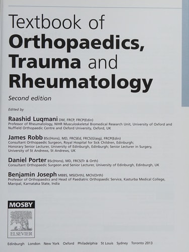 Textbook of Orthopaedics, Trauma, and Rheumatology cover