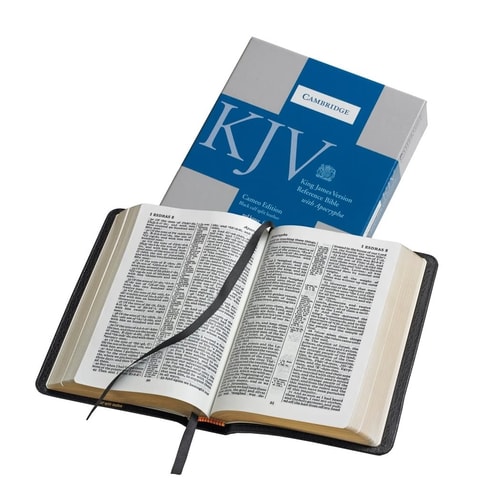 KJV Cameo Reference Bible with Apocrypha, Black Calfskin Leather, Red-letter Text, KJ455:XRA Black Calfskin Leather cover
