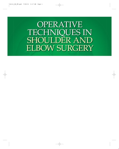 Operative Techniques in Shoulder and Elbow Surgery cover