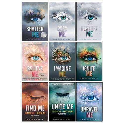 Shatter Me Series Collection 9 Books Set By Tahereh Mafi(Unite Me, Believe Me, Imagine Me, Find Me, Unravel Me, Unravel Me, Defy Me, Restore Me, Ignite Me) cover